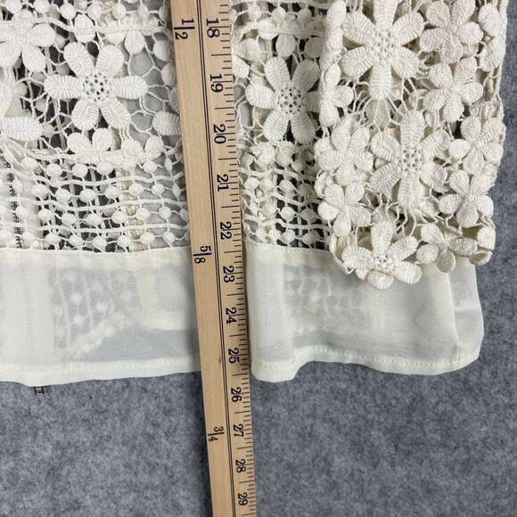 Latiste Top Womens Small Ivory Floral Crochet Lace Sheer Fairy Romantic Whimsy - Picture 10 of 16